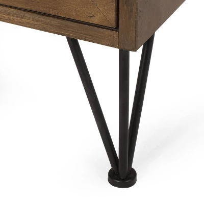 Pilster Contemporary End Table With Storage Walnut/Natural/Black - Christopher Knight Home 9 Pilster Contemporary End Table With Storage Walnut/Natural/Black - Christopher Knight Home - Image 9