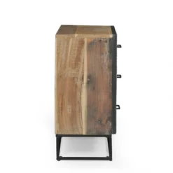 Burdine Handcrafted Boho Wood 3 Drawer Cabinet Natural/Black - Christopher Knight Home -Furniture Promotion Series GUEST 8b5f83e3 7a25 411d 9279 1a2782fd2326