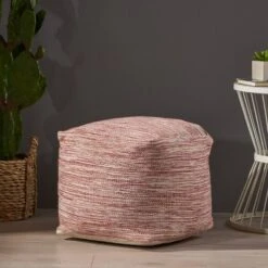 Deja Boho Yarn Pouf Red - Christopher Knight Home -Furniture Promotion Series GUEST 8e06fdc0 8ab8 4604 819b 42e78d4f05d1