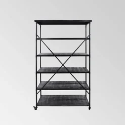68" Farrells Industrial 5 Shelf Bookcase Gray - Christopher Knight Home -Furniture Promotion Series GUEST 8eaf3c4c e1d1 46c1 8ad5 3b15730cdbdc