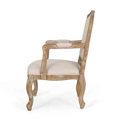 Set Of 2 Andrea French Country Wood Upholstered Dining Armchairs - Christopher Knight Home 4 Set Of 2 Andrea French Country Wood Upholstered Dining Armchairs - Christopher Knight Home - Image 4