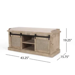 Niemi Rustic Storage Bench With Cushion Beige/ Natural/Black - Christopher Knight Home -Furniture Promotion Series GUEST 908d4c69 5b66 4e4a 9599 91fe7bc47d57