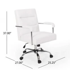 Gehring Modern Channel Stitched Swivel Office Lift Chair White/Chrome - Christopher Knight Home -Furniture Promotion Series GUEST 9210076e 3b59 4809 bbb2 7dfd2946a37f