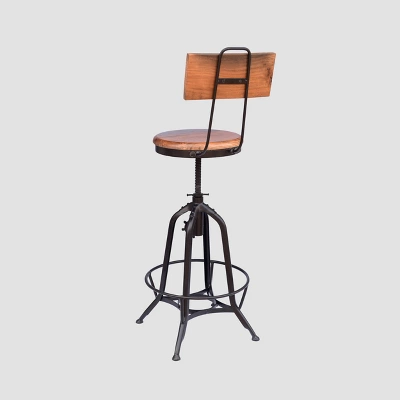 Clarkson Modern Industrial Adjustable Barstool Natural/Black - Christopher Knight Home 2 Clarkson Modern Industrial Adjustable Barstool Natural/Black - Christopher Knight Home - Image 2