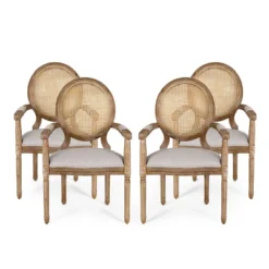 Set Of 4 Judith French Country Wood And Cane Upholstered Dining Chairs - Christopher Knight Home -Furniture Promotion Series GUEST 96a70970 be9a 4018 b1d1 e1bbf1b20111