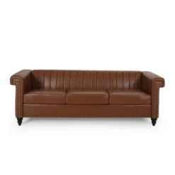 Drury Contemporary Channel Stitch 3 Seater Sofa With Nailhead Trim - Christopher Knight Home -Furniture Promotion Series GUEST 994f811a f178 4b8a b2cd d48efbfa4344