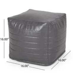 Baddow Contemporary Faux Leather Channel Stitch Cube Pouf Gray - Christopher Knight Home -Furniture Promotion Series GUEST 99c064ad 0fcd 4914 89d5 66a1e4291ba7