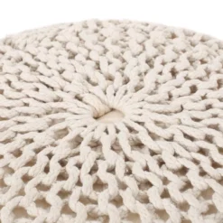 Barwick Modern Knitted Round Pouf Ivory - Christopher Knight Home -Furniture Promotion Series GUEST 99c6cb6b 224c 489f 871a 770a9f6c8e67