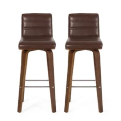 2pc Hargis Mid Century Modern Channel Stitch Bentwood Swivel Counter Height Barstools - Christopher Knight Home -Furniture Promotion Series GUEST 9a61a2f7 1bb6 4656 847c 9adf7fc3ef58