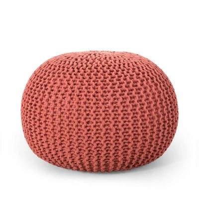 Nahunta Modern Knitted Cotton Round Pouf - Christopher Knight Home 10 Nahunta Modern Knitted Cotton Round Pouf - Christopher Knight Home - Image 10
