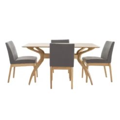 5pc Kwame 60" Curved Leg Dining Set - Christopher Knight Home -Furniture Promotion Series GUEST 9aa9f0f7 6185 4224 90e7 1801a5045c75