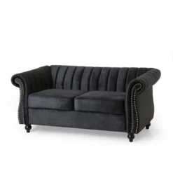 Glenmont Modern Glam Channel Stitch Velvet Loveseat With Nailhead Trim - Christopher Knight Home -Furniture Promotion Series GUEST 9bcec9b3 b948 4d14 84f4 013208c16d65
