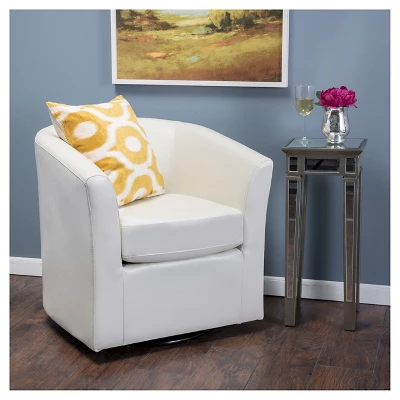 Daymian Faux Leather Swivel Club Chair - Christopher Knight Home 1 Daymian Faux Leather Swivel Club Chair - Christopher Knight Home