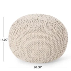 Barwick Modern Knitted Round Pouf Ivory - Christopher Knight Home -Furniture Promotion Series GUEST 9d806465 7aa5 4cd3 92a4 61e5e31a83bb