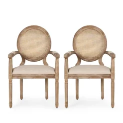 Set Of 2 Judith French Country Wood And Cane Upholstered Dining Chairs - Christopher Knight Home -Furniture Promotion Series GUEST 9e295e5d fba0 4233 abd4 93d956e31c41
