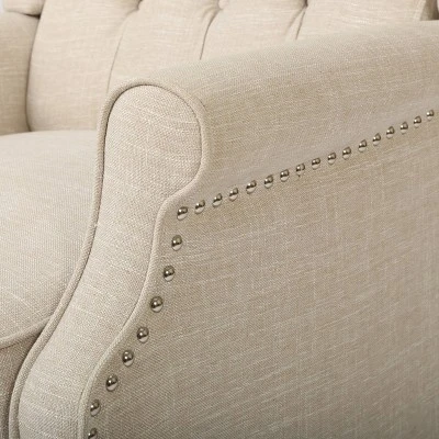 Set Of 2 Walter Contemporary Tufted Fabric Press-Back Recliners Beige - Christopher Knight Home 4 Set Of 2 Walter Contemporary Tufted Fabric Press-Back Recliners Beige - Christopher Knight Home - Image 4