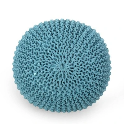 Nahunta Modern Knitted Cotton Round Pouf - Christopher Knight Home 6 Nahunta Modern Knitted Cotton Round Pouf - Christopher Knight Home - Image 6