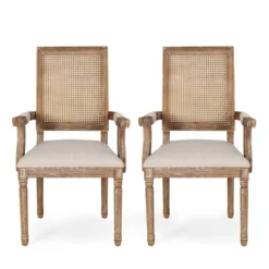 Set Of 2 Maria French Country Wood And Cane Upholstered Dining Chairs - Christopher Knight Home -Furniture Promotion Series GUEST a1ed441b 84e4 4095 a72e 58b9b67b0626