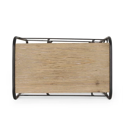 Rauser Modern Industrial 6 Bottle Tabletop Wine Rack Natural/Black - Christopher Knight Home 3 Rauser Modern Industrial 6 Bottle Tabletop Wine Rack Natural/Black - Christopher Knight Home - Image 3