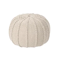 Corisande Knitted Cotton Pouf - Christopher Knight Home -Furniture Promotion Series GUEST a30bd83e 9e4c 441a aabe f869ee2d2e99