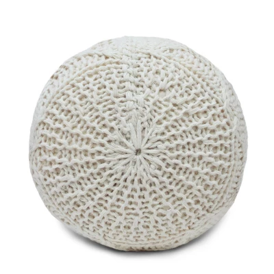 Morven Handmade Boho Fabric Pouf Cream - Christopher Knight Home 3 Morven Handmade Boho Fabric Pouf Cream - Christopher Knight Home - Image 3