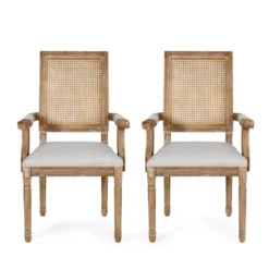 Set Of 2 Maria French Country Wood And Cane Upholstered Dining Chairs - Christopher Knight Home -Furniture Promotion Series GUEST a8564b0a 147e 4b8c 9077 bd779c5a2590