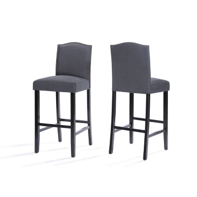 Set Of 2 Darren Contemporary Upholstered Barstools With Nailhead Trim - Christopher Knight Home 5 Set Of 2 Darren Contemporary Upholstered Barstools With Nailhead Trim - Christopher Knight Home - Image 5