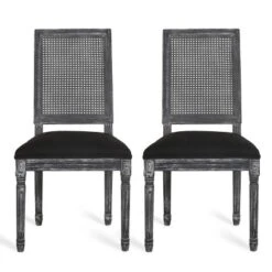 Set Of 2 Regina French Country Wood And Cane Upholstered Dining Chairs - Christopher Knight Home -Furniture Promotion Series GUEST aa9f6d45 9932 4cb1 856a 59d5549f95ee