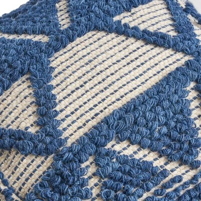 Azelea Boho Ottoman Pouf Blue/White - Christopher Knight Home 4 Azelea Boho Ottoman Pouf Blue/White - Christopher Knight Home - Image 4