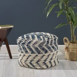 Freesia Boho Wool And Cotton Large Ottoman Pouf White/Blue - Christopher Knight Home 12 Freesia Boho Wool And Cotton Large Ottoman Pouf White/Blue - Christopher Knight Home -Furniture Promotion Series GUEST ad5f58d1 b1aa 49c3 bb7b 9ea0b1f9f310
