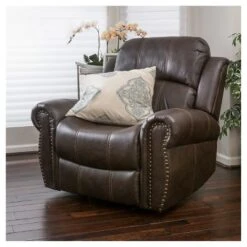 Charlie Faux Leather Leather Glider Recliner Club Chair Dark Brown - Christopher Knight Home -Furniture Promotion Series GUEST b1506bd9 f42b 4fb7 8e93 139a24c42154