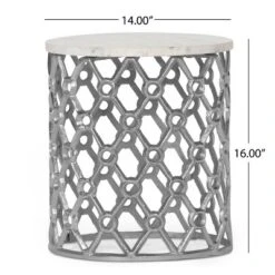Lenhart Modern Glam Handcrafted Marble Top Aluminum Side Table Nickel/White - Christopher Knight Home 9 Lenhart Modern Glam Handcrafted Marble Top Aluminum Side Table Nickel/White - Christopher Knight Home -Furniture Promotion Series GUEST b572c300 826c 482d afc7 180a77d6357a