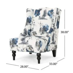 Toddman High-Back Club Chair Floral Print Blue - Christopher Knight Home -Furniture Promotion Series GUEST b5b8df13 abb3 4d25 9f10 4218e8cad6de