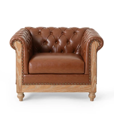 Castalia Chesterfield Tufted Club Chair With Nailhead Trim Midnight - Christopher Knight Home 9 Castalia Chesterfield Tufted Club Chair With Nailhead Trim Midnight - Christopher Knight Home - Image 9