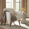 Alphonse Contemporary Boucle Fabric Arm Chair Ivory/Matte Black - Christopher Knight Home