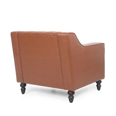 Furman Contemporary Tufted Club Chair Cognac - Christopher Knight Home 2 Furman Contemporary Tufted Club Chair Cognac - Christopher Knight Home - Image 2