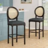 2pc Govan French Country Wooden Counter Height Barstools With Upholstered Seating Charcoal/Black - Christopher Knight Home