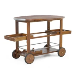 Cynthia Farmhouse Wooden Bar Cart Dark Oak Brown - Christopher Knight Home -Furniture Promotion Series GUEST ba6c9592 bc55 4536 a7a9 1d0deaadf4d0