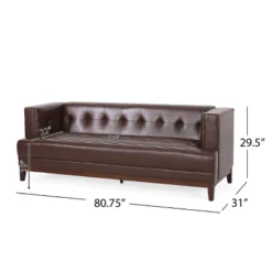 Raintree Mid Century Modern Faux Leather Tufted 3 Seater Sofa Dark Brown/Espresso - Christopher Knight Home -Furniture Promotion Series GUEST bb3c3cef 4d8e 4b5b b7bc 6b74c61d4bd2