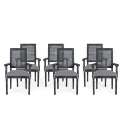 Set Of 6 Maria French Country Wood And Cane Upholstered Dining Chairs - Christopher Knight Home -Furniture Promotion Series GUEST bc5185f4 04a0 45ef 8255 ac7a527ed3dd