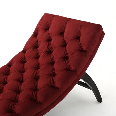 Garret Tufted Velvet Chaise Lounge Garnet - Christopher Knight Home 2 Garret Tufted Velvet Chaise Lounge Garnet - Christopher Knight Home - Image 2