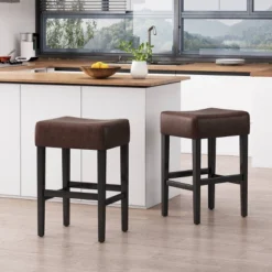 Set Of 2 Lopez Backless Leather Counter Height Barstool - Christopher Knight Home -Furniture Promotion Series GUEST bd6e4658 db41 4127 9007 31f632cff844
