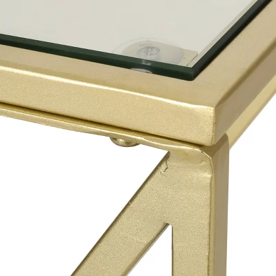 Kokesh Modern Glam Tempered Glass 3 Shelf Asymmetrical Bookcase Gold - Christopher Knight Home 6 Kokesh Modern Glam Tempered Glass 3 Shelf Asymmetrical Bookcase Gold - Christopher Knight Home - Image 6