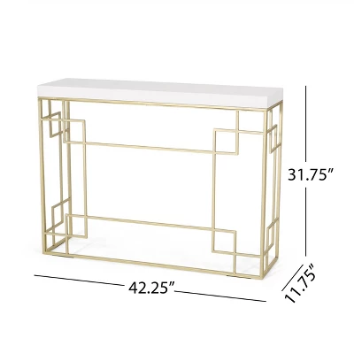 Depue Modern Glam Geometric Console Table Gold/White - Christopher Knight Home 9 Depue Modern Glam Geometric Console Table Gold/White - Christopher Knight Home - Image 9