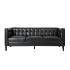 Pondway Contemporary Faux Leather Tufted 3 Seater Sofa - Christopher Knight Home -Furniture Promotion Series GUEST c3f81b65 db38 4109 a2b5 4ef5d42d4161