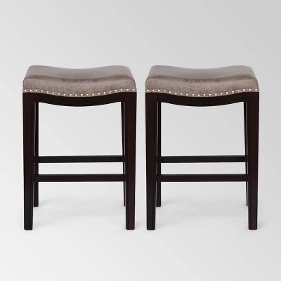 Set Of 2 Tiffin Contemporary Studded Counter Height Barstools - Christopher Knight Home 4 Set Of 2 Tiffin Contemporary Studded Counter Height Barstools - Christopher Knight Home - Image 4