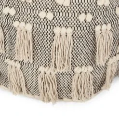 Hawley Handcrafted Boho Fabric Cube Pouf With Tassels Ivory - Christopher Knight Home -Furniture Promotion Series GUEST c5cad4ca f9aa 4496 a416 9100405a62a3
