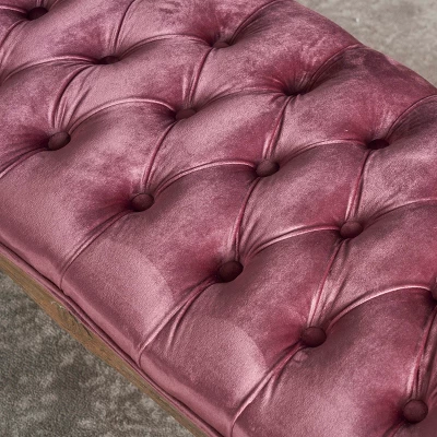 Tassia New Velvet Tufted Bench - Blush - Christopher Knight Home 2 Tassia New Velvet Tufted Bench - Blush - Christopher Knight Home - Image 2