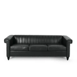 Drury Contemporary Channel Stitch 3 Seater Sofa With Nailhead Trim - Christopher Knight Home -Furniture Promotion Series GUEST c76fd34a 71d9 4417 886c c1578ecad0e3
