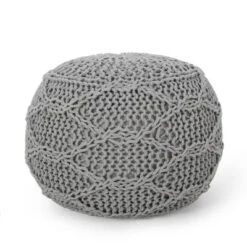 Morven Modern Knitted Cotton Round Pouf - Christopher Knight Home -Furniture Promotion Series GUEST c88c635c b8af 4f89 a7f9 7f990e62b294